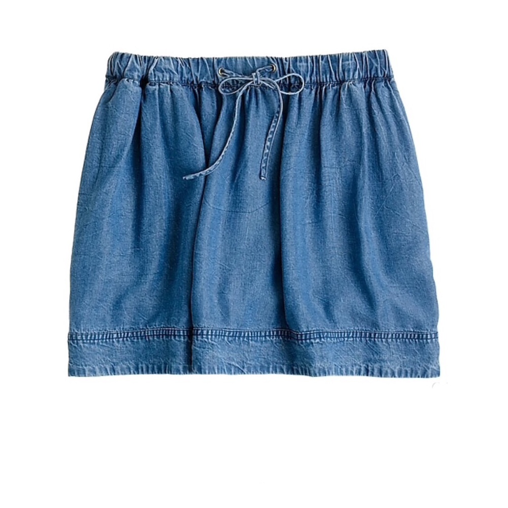 J. Crew Lightweight Washed Chambray Skirt LG NWT